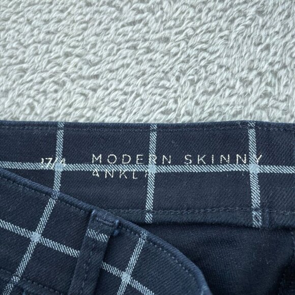Ann Taylor Loft Modern Navy & White Plaid Cotton Pants Womens Size 27/4 - 1955 - Picture 4 of 11